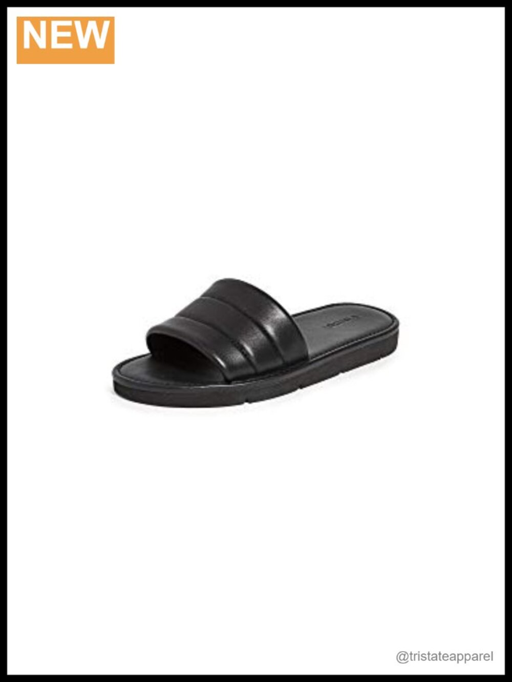Quilted Slide Sandals Cushioned Leather Footbed Slip On